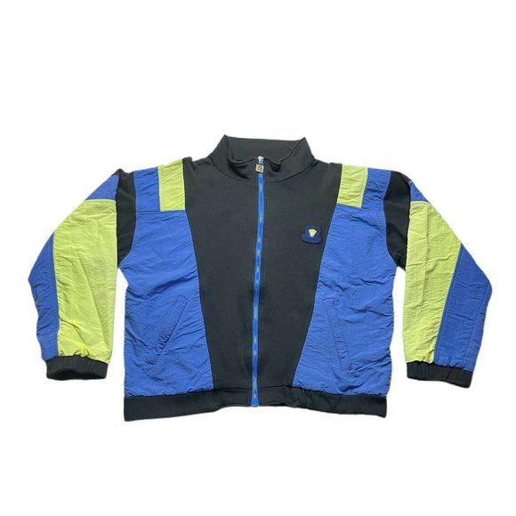 Vintage 90’s Givenchy Active Zip Up Jacket Green Blue Black Size Large - Picture 1 of 8